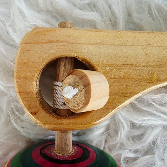 Handmade Wooden Spinning Toy from Mexico, Like New - Picture 5 of 6